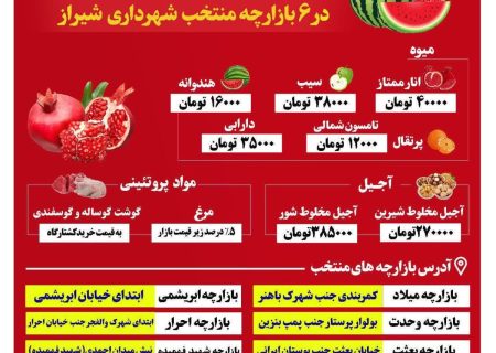 تخفیف های استثنایی شب یلدا در بازارچه‌های منتخب شهرداری شیراز