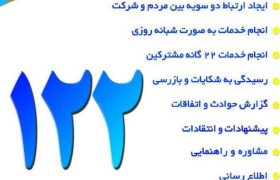 تمامی شهرها و روستاهای استان تحت پوشش سامانه ارتباط با مشتریان( سامانه ۱۲۲ )  قرار گرفت