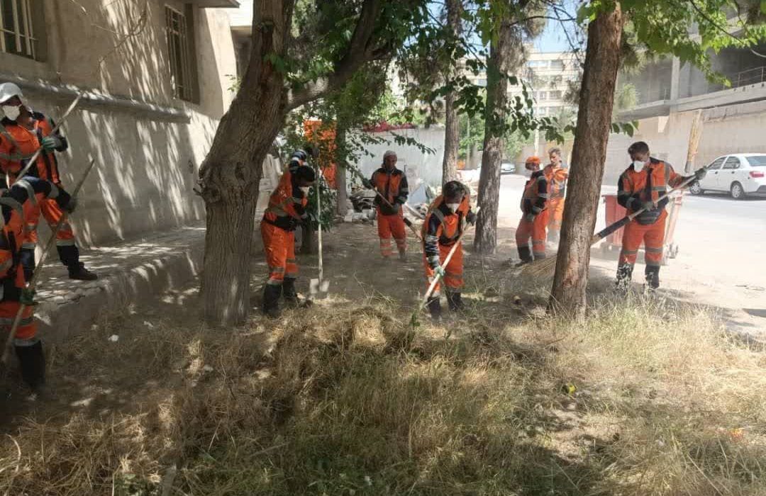 پاکسازی علف‌های هرز در قالب پویش “نجات طبیعت” به منظور پیشگیری از آتش‌سوزی در مناطق یازده‌گانه شهرداری شیراز