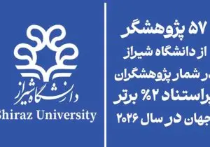 پژوهشگر از دانشگاه شیراز در شمار پژوهشگران پراستناد ۲% برتر جهان در سال ۲۰۲۶